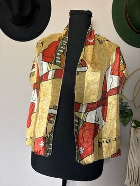 Picasso Red and Gold Satin Scarf